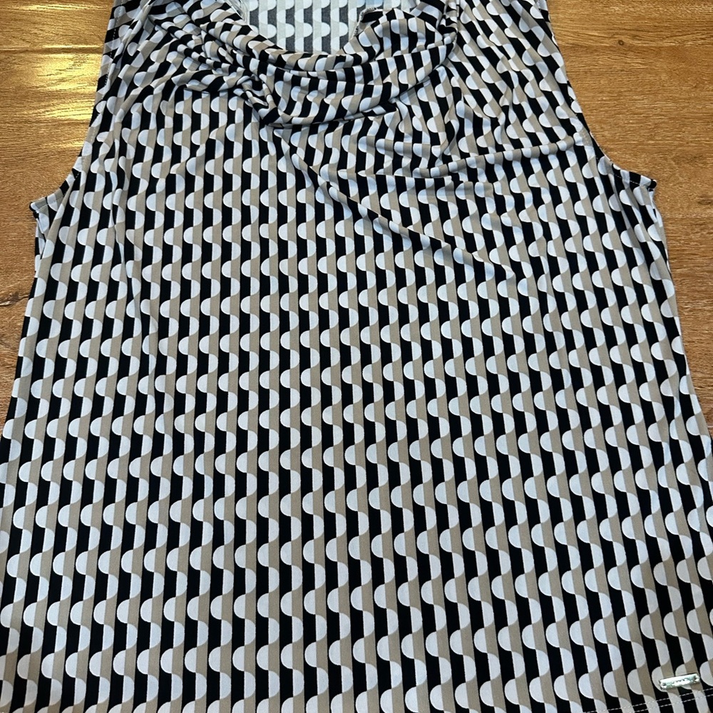 Tahari Black and White Draped Blouse - Picture 2 of 4